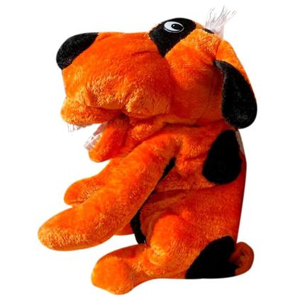 Imagem de Fantoche Odontológico Pelúcia Macro Arcada Cachorro Laranja