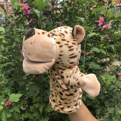 Imagem de Fantoche Onça Pelúcia De Mão Teatro Infantil Animais 25cm
