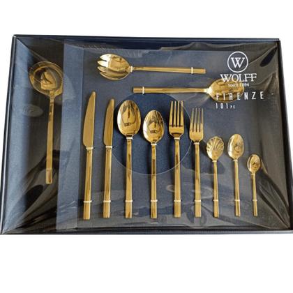 Imagem de Faqueiro 101 Pçs Aço Inox Caixa Litografada Firenze Dourado