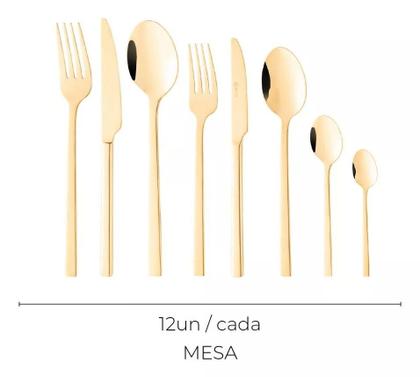 Imagem de Faqueiro 101 Pçs Aço Inox Caixa Litografada Firenze Dourado