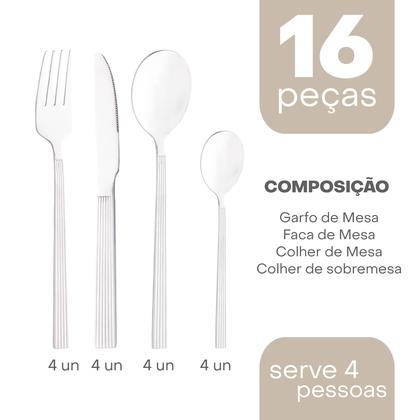 Imagem de Faqueiro 16 Peças Lyor Athenas de Aço Inox