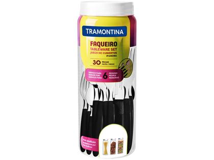 Imagem de Faqueiro 30Pçs Ipanema Preto Lâminas Aço Inox Tramontina