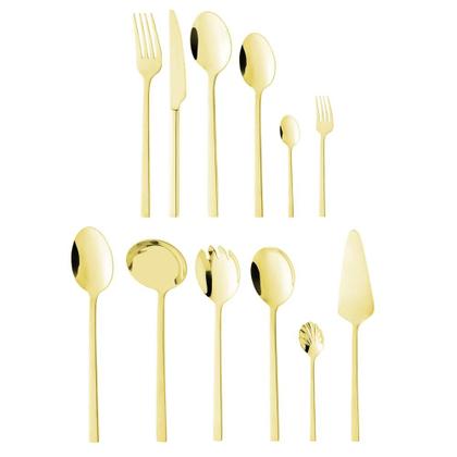 Imagem de Faqueiro 54 Peças Firenze Aço Inox Dourado Wolff Mesa Posta 8 Pessoas Talheres Completo Sofisticado