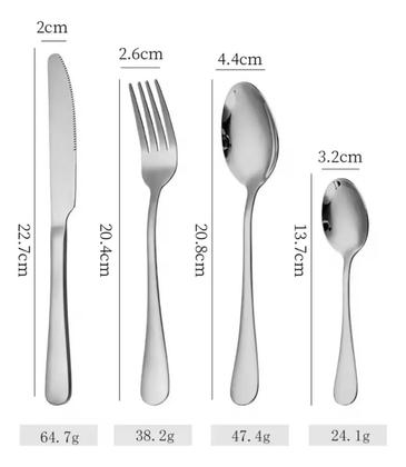Imagem de Faqueiro Aço Inox 24 Peças Maleta Dourada Moderna Luxo