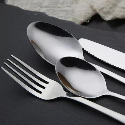 Imagem de Faqueiro Aço Inox 24 Peças Maleta Dourada Moderna Luxo