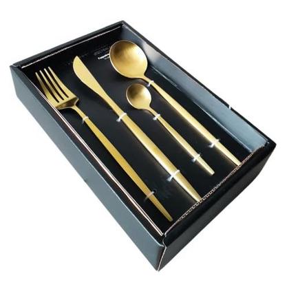 Imagem de Faqueiro Constatinne 24 Peças Aço Inox Dourado Fosco Cabo Slim Fracalanza