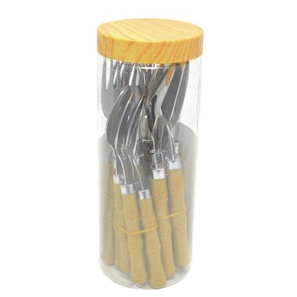 Imagem de Faqueiro de Aço Inox Cabo Plástico Bambu 16 Peças - Lyor