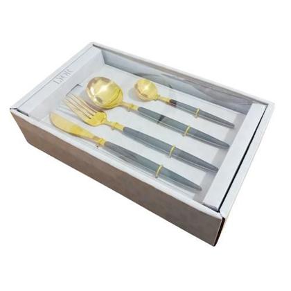 Imagem de Faqueiro Dourado 24 Peças Organic Cabo Amadeirado - Lyor