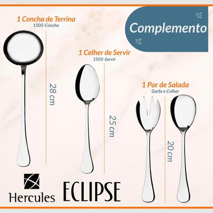 Imagem de Faqueiro Hercules Inox 101 Pçs Eclipse Jogo Talheres Liso Completo Luxo Garfo Colher e Faca 1505-101K