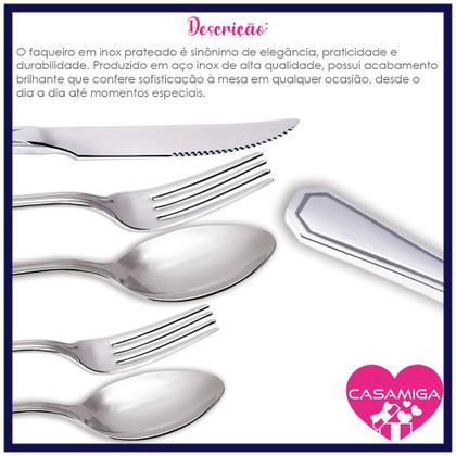Imagem de Faqueiro Inox 30 Peças Class Prateado C/ Faca Churrasco