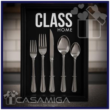 Imagem de Faqueiro Inox 30 Peças Class Prateado C/ Faca Churrasco