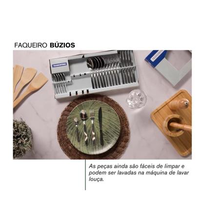 Imagem de Faqueiro Jogo De Talheres 24 Peças Aço Inox Búzios Tramontina Alto Brilho Cozinha Resistente Acabamento Moderno