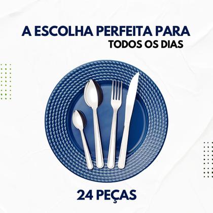 Imagem de Faqueiro Jogo De Talheres 24 Peças Aço Inox Búzios Tramontina Alto Brilho Cozinha Resistente Acabamento Moderno