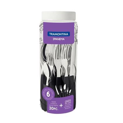 Imagem de Faqueiro Jogo Talheres Ipanema Aço Inox 30 Peças Preto Tramontina