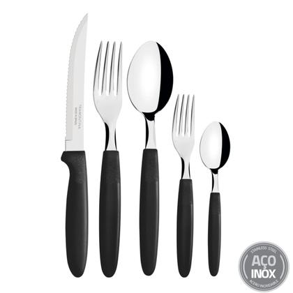Imagem de Faqueiro Jogo Talheres Ipanema Aço Inox 30 Peças Preto Tramontina