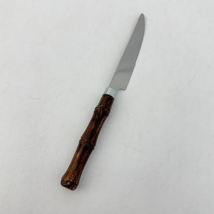 Imagem de Faqueiro Kit Talheres 24 Peças Bambu Rústico Escuro Aço Inox