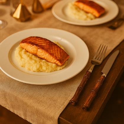 Imagem de Faqueiro Kit Talheres 24 Peças Bambu Rústico Escuro Aço Inox