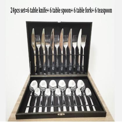 Imagem de Faqueiro maleta premium kit 24 peças conjunto talheres inox estojo madeira completo luxo presente casamento chá de cozinha