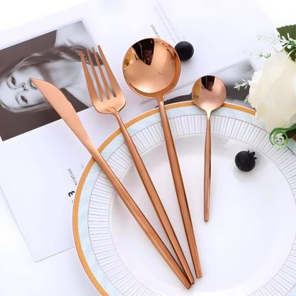 Imagem de Faqueiro Talheres Jogo De Jantar 24 Peças Jogo De Jantar Itens Mesa Posta - Kit 24 Peças Slim