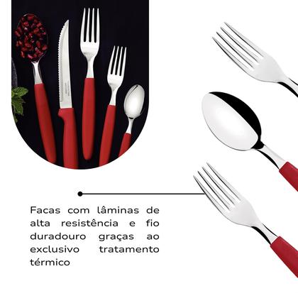 Imagem de Faqueiro Tramontina Aço Inox Ipanema 30 Peças Jogo De Talheres Cor Vermelho