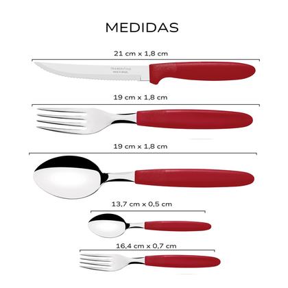 Imagem de Faqueiro Tramontina Aço Inox Ipanema 30 Peças Jogo De Talheres Cor Vermelho