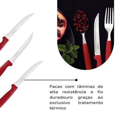 Imagem de Faqueiro Tramontina Aço Inox Ipanema 30 Peças Jogo De Talheres Cor Vermelho