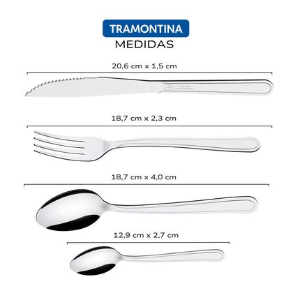 Imagem de Faqueiro Tramontina Búzios 24 Peças Aço inox Jogo de Talheres Prata