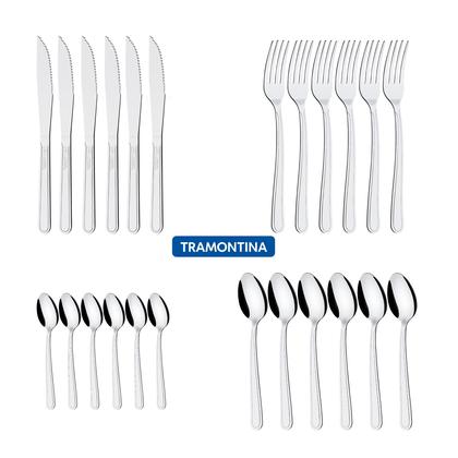 Imagem de Faqueiro Tramontina Búzios 24 Peças Aço inox Jogo de Talheres Prata