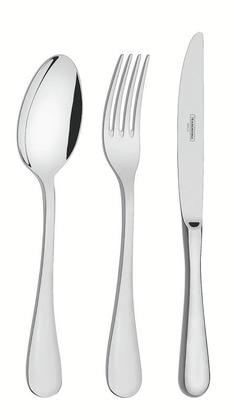 Imagem de Faqueiro tramontina classic em aço inox com facas de mesa forjadas acabamento brilho e estojo de madeira 76 peças