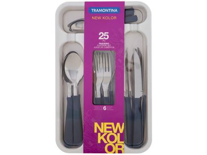 Imagem de Faqueiro Tramontina Inox New Kolor com Gaveteiro 24 Peças