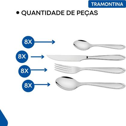 Imagem de Faqueiro tramontina laguna 32 peças aço inox