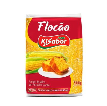 Imagem de Farinha De Milho Flocão Kisabor 500g Atacado Fardo Com 12 Un