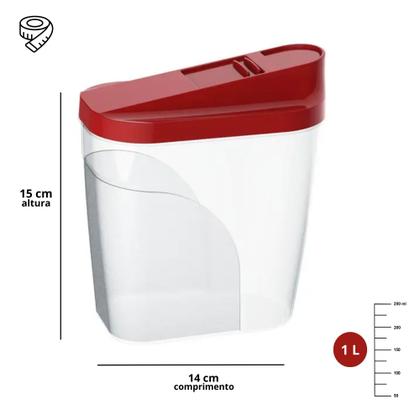 Farinheiro Açucareiro 1L Multiuso Plástico Cozinha Design Versátil Resistente - Uninjet Imagem de Farinheiro Açucareiro 1L Multiuso Plástico Cozinha Design Versátil Resistente