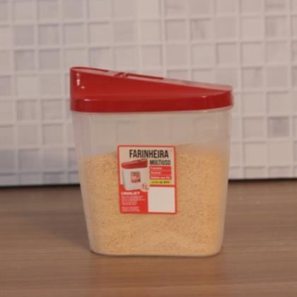 Farinheiro Açucareiro 1L Multiuso Plástico Cozinha Design Versátil Resistente - Uninjet Imagem de Farinheiro Açucareiro 1L Multiuso Plástico Cozinha Design Versátil Resistente