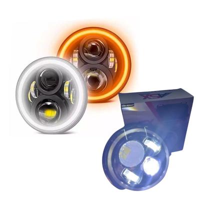 Imagem de Farol 7 pol Led branco 6000K bivolt angel eye IP67 Policarbonato Vida Util estimada 30.000 Horas
