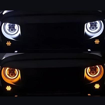 Imagem de Farol 7 pol Led branco 6000K bivolt angel eye IP67 Policarbonato Vida Util estimada 30.000 Horas