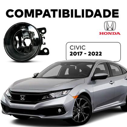 Imagem de Farol Auxiliar Milha Lente Vidro Aro Preto Civic 2017 2018 2019 2020 2021 2022