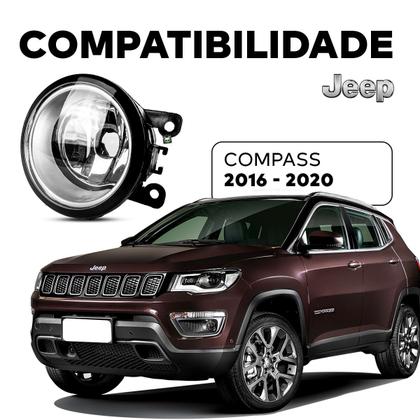 Imagem de Farol Auxiliar Milha Policarbonato Aro Prata Compass 2016 2017 2018 2019 2020