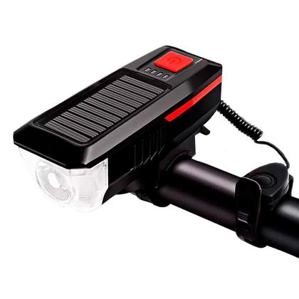 Imagem de Farol Bike LED T6 350lm USB/Solar - Preto+Verde