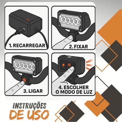 Imagem de Farol de Bicicleta com Display Digital e Sensor Inteligente Iluminação Segura Recarregável