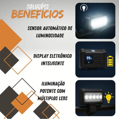 Imagem de Farol de Bicicleta com Display Digital e Sensor Inteligente Iluminação Segura Recarregável