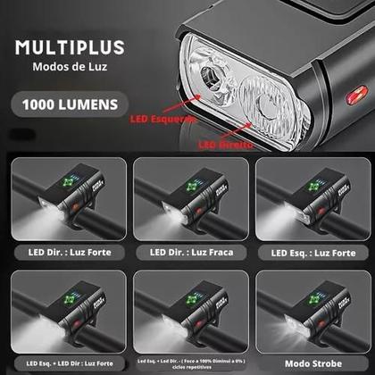 Imagem de Farol De Bike 2 Led Cree T6 Recarregável Usb Com Medidor B02