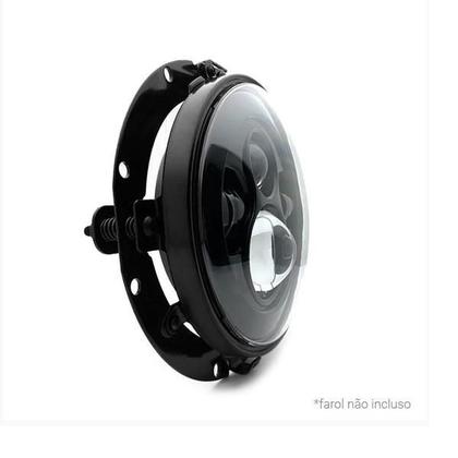 Imagem de Farol de led redondo 7" alto e baixo 60w 17cm com suporte de fixação par