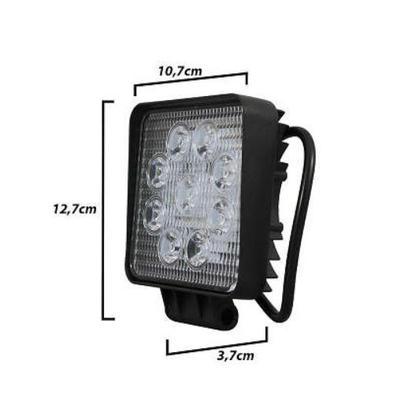 Imagem de Farol de Milha 9 leds Quadrado 27w Universal 6000K 12v 24v Tiger Auto tg 0802005