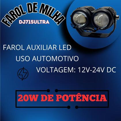Imagem de Farol de Milha Auxiliar Neblina Led 20w 12v 24v NXR 160 Bros 2015 2016 2017 2018 2019 até 2024