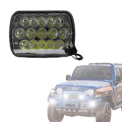 Imagem de Farol de milha auxiliar retangular 15 leds 45w universal