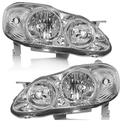 Imagem de Farol Dianteiro Corolla 2005 2006 2007 2008 2009 Máscara Cromada Lisa Acrílico Foco Duplo