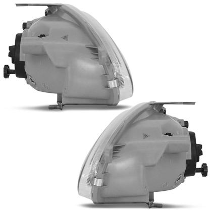 Imagem de Farol Dianteiro Corsa 1994 1995 1996 1997 1998 1999 2000 2001 2002 Máscara Cromada Lisa Vidro Carcaça Branca