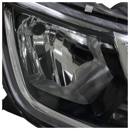 Imagem de Farol Dianteiro Duster Oroch 2021 2022 2023 2024 Led Máscara Cromada Lente Lisa Acrílico Moldura Cromada Foco Duplo