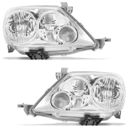 Imagem de Farol Dianteiro Hilux Sw4 2005 2006 2007 2008 Máscara Cromada Foco Duplo Lisa Acrílico